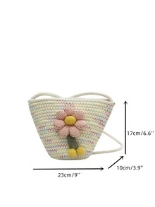 Flower Decor Crochet Bag - Multicolor - View 8