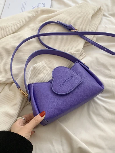 Mini Letter Graphic Heart Decor Hobo Bag