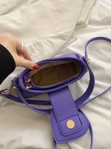 Mini Letter Graphic Heart Decor Hobo Bag - Purple - View 3