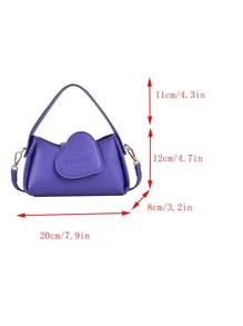 Mini Letter Graphic Heart Decor Hobo Bag - Purple - View 5