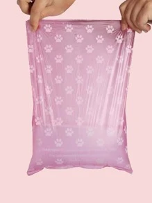 1卷爪印便便袋、可降解爪印寵物便便袋、小狗便便袋、狗狗垃圾袋 - 粉色 - 查看 5