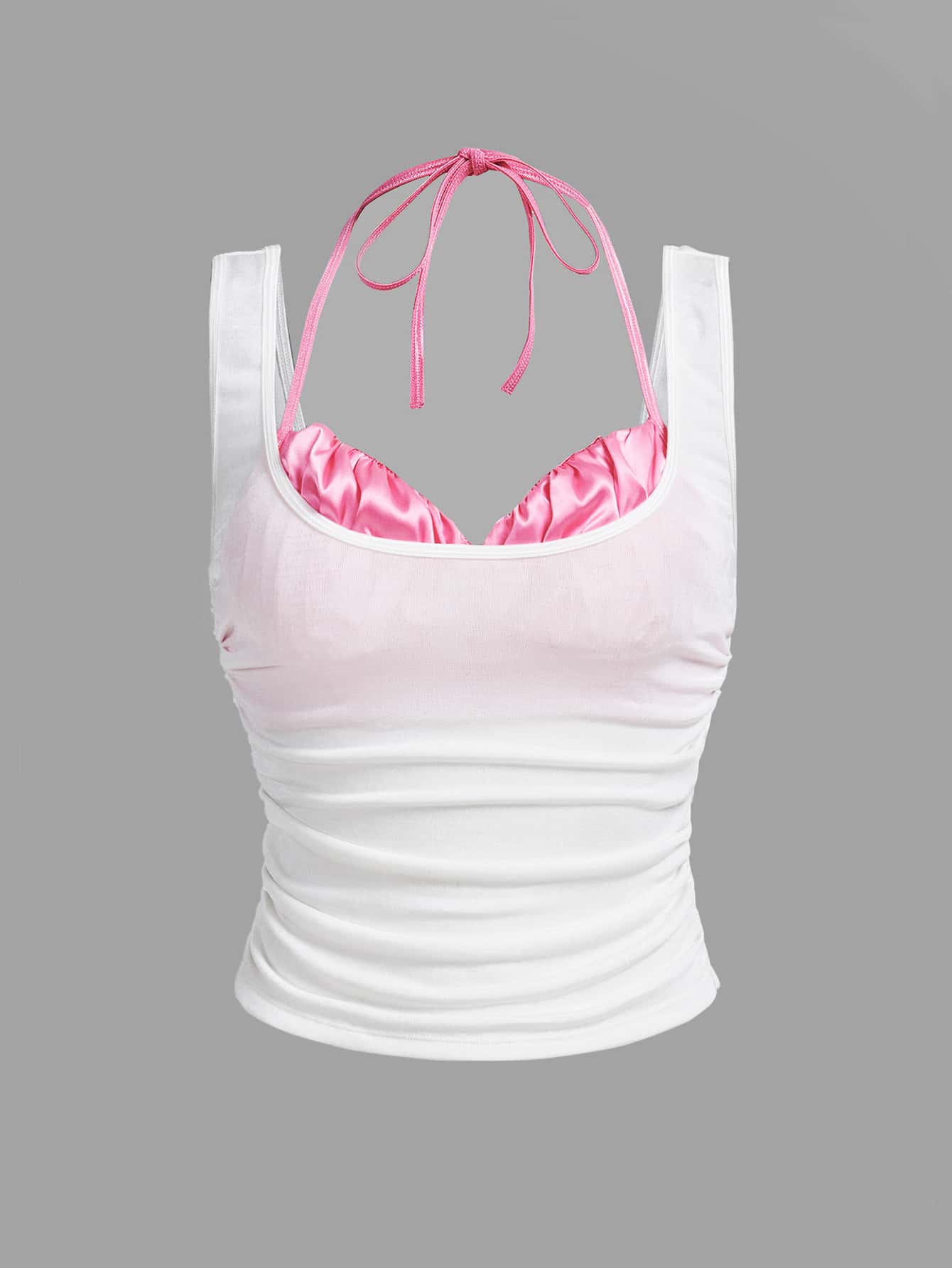 SHEIN ICON Ruched Side 2 In 1 Tank Top - White - View 1