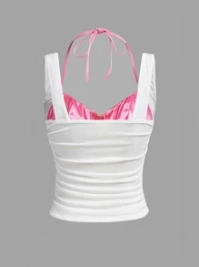 SHEIN ICON Ruched Side 2 In 1 Tank Top - White - View 2