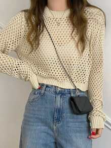 Jersey unicolor tejido abierto - Albaricoque - Ver 1