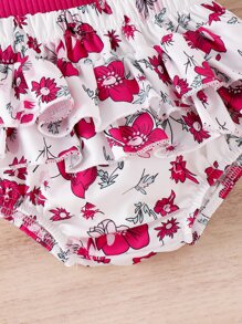 Bộ đồ Em bé Nút Xù phân lớp Hoa - Màu Hồng Tươi - Xem 4