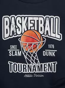 SHEIN Đứa bé trai Đồ họa chữ cái & bóng rổ Áo thun & quần đùi - Nhiều màu - Xem 3