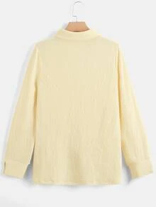 SHEIN EZwear Plus Solid Button Front Split Sleeve Shirt - Beige - View 2