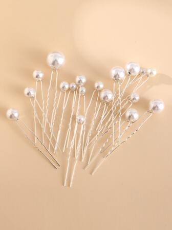 18pcs Faux Pearl Decor Bridal Hair Pin Elegant Halloween