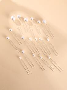 18pcs Faux Pearl Decor Bridal Hair Pin Elegant Halloween