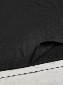 SHEIN Essnce 大碼標語圖案T恤 - 黑色 - 查看 5