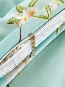 素色雙面加厚溫暖絎縫水晶天鵝絨床裙，吸濕排汗，透氣設計和蕾絲下擺（單人床裙），帶繫帶，30 厘米/12 英寸深口袋，貼身，柔軟光滑，超細纖維填充，輕鬆-去除抗皺靜電防護罩 - 藍色 - 查看 4