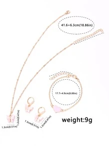 Đồng hồ thạch anh trang trí bằng đá thạch anh 1 cái & Bộ trang sức 5 cái / bộ - Hồng - Xem 4