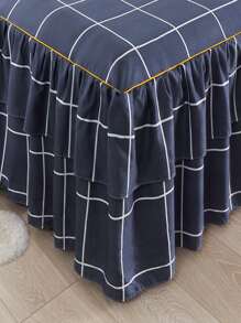 1pc Single Bed Skirt Made Of Aloe Fabric With Double-sided Printing, Moisture Absorption, Breathable, Wrinkle-resistant Protective Cover, Easy To Dismantle - Blue - View 4