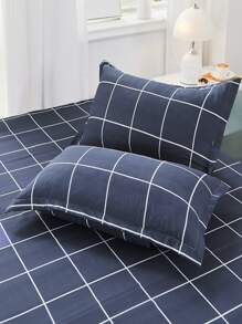 1pc Single Bed Skirt Made Of Aloe Fabric With Double-sided Printing, Moisture Absorption, Breathable, Wrinkle-resistant Protective Cover, Easy To Dismantle - Blue - View 3