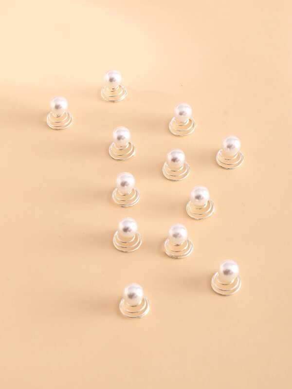 12pcs Faux Pearl Decor Bridal Hair Clip Elegant Hair Bun Hair Pin Hair Bun Maker Bun Hair Piece Hair Styling Pins, School Stuff, Pearl Hair Accessories, Wedding Items