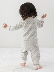 嬰兒滿版印花T恤和褲子 - 灰色 - 查看 2