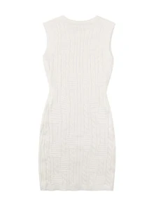 Vestido de punto unicolor tejido de cable - Blanco - Ver 2