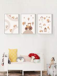 3入組/套汽車和房屋印刷品無框畫卡通牆藝術畫適用於家居牆壁裝飾 - 彩色 - 查看 5