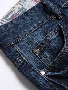 Quần Jeans Nam Rách Chống Xước Chống Nước Tẩy Rửa - Rửa tối - Xem 4