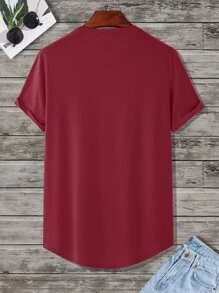 Manfinity Homme Men Letter Graphic Tee - Burgundy - View 2