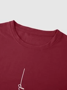 Manfinity Homme Men Letter Graphic Tee - Burgundy - View 4