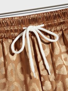 Manfinity AFTRDRK Men Leopard Jacquard Shirt & Drawstring Waist Shorts - Brown - View 3