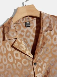 Manfinity AFTRDRK Men Leopard Jacquard Shirt & Drawstring Waist Shorts - Brown - View 4