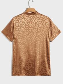Manfinity AFTRDRK Men Leopard Jacquard Shirt & Drawstring Waist Shorts - Brown - View 5