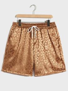 Manfinity AFTRDRK Men Leopard Jacquard Shirt & Drawstring Waist Shorts - Brown - View 7