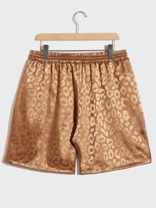 Manfinity AFTRDRK Men Leopard Jacquard Shirt & Drawstring Waist Shorts - Brown - View 8