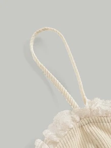 SHEIN MOD Frill Trim Lace Up Front Crop Cami Top & Skirt Without Shirt