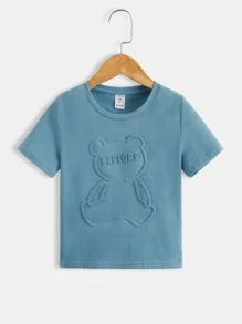 SHEIN 小男童字母和卡通圖案T恤