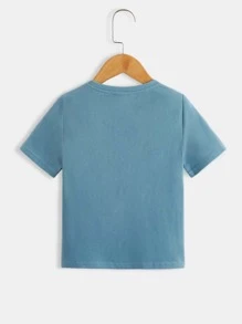 SHEIN 小男童字母和卡通圖案T恤