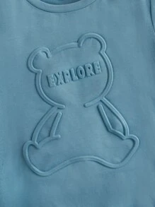 SHEIN 小男童字母和卡通圖案T恤