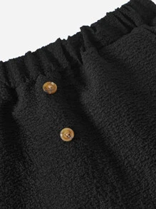 SHEIN Toddler Boys Fake Button Elastic Waist Shorts - Black - View 3