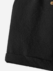 SHEIN Toddler Boys Fake Button Elastic Waist Shorts - Black - View 4