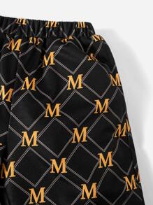 SHEIN 小男童小熊印花T恤和短褲 - 彩色 - 查看 3