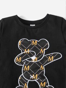 SHEIN 小男童小熊印花T恤和短褲 - 彩色 - 查看 4