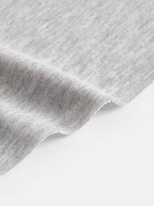 SHEIN BASICS Drop Shoulder Raw Hem Crop Pullover - Grey - View 7