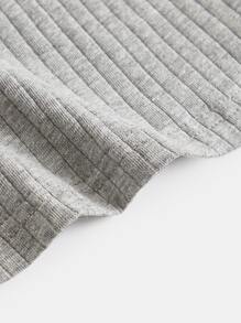 SHEIN BASICS 高領骨針針織t卹 - 淺灰色 - 查看 7