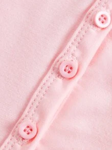 SHEIN BASICS Top Corto De Manga Larga Con Botones Frontales - Rosa Pálido - Ver 7