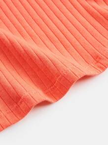 SHEIN BASICS Vestido Veraniego De Punto Acanalado Con Cuello Redondo