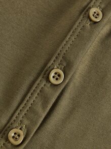 SHEIN BASICS Top Corto Sólido Con Botones - Verde militar - Ver 7