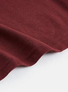 SHEIN BASICS Solid Cuffed Tee Dress - Burgundy - View 7