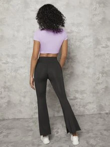 SHEIN BASICS 1 Miếng Cổ vuông Áo phông trơn - Màu Lilac Tím - Xem 7