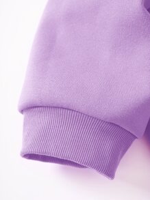 INAWLY Sudadera con estampado de letra bajo con cordón con cremallera media con forro térmico - Lila Púrpura - Ver 5