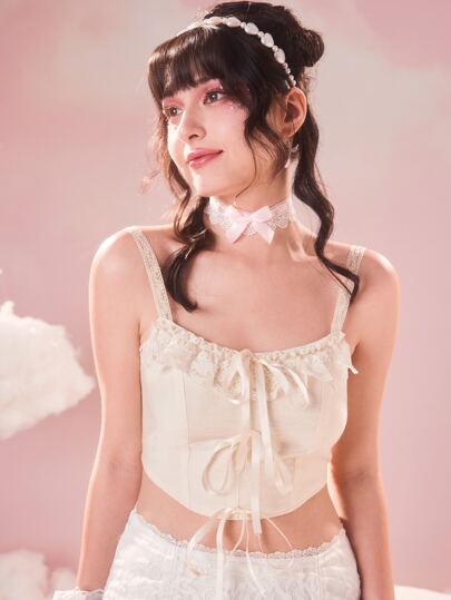 Cami Top mit Rüschenbesatz,