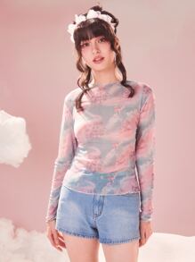 ROMWE Kawaii Áo nữ Xù nhỏ cắt Con số Tất cả trên in Giải trí - Nhiều màu - Xem 4