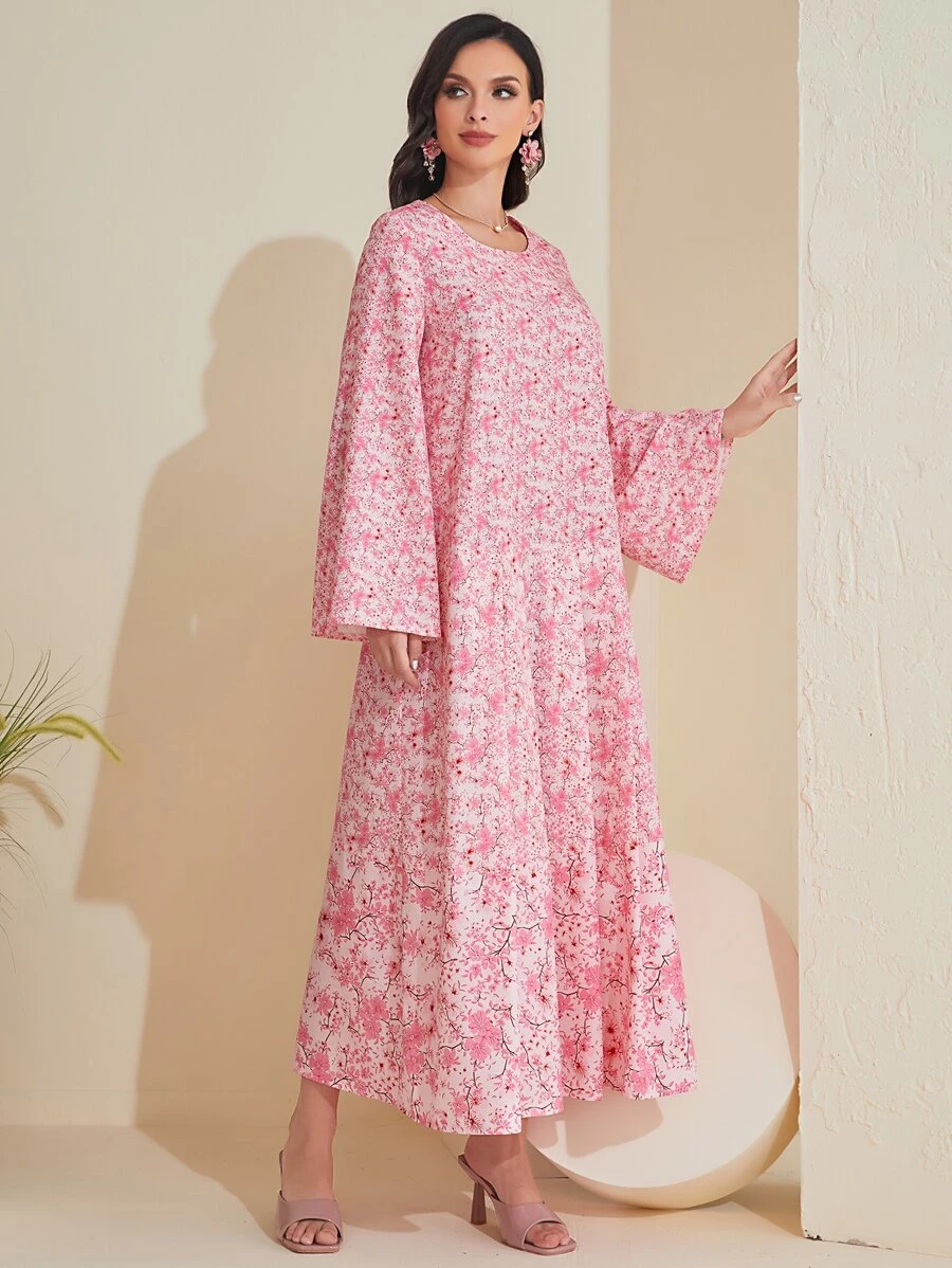 Al Najma Ditsy Floral Print Colourblock Smock Dress - Multicolor - View 1