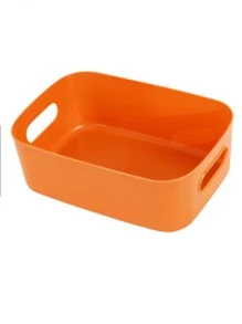 1pc Plastic Storage Basket, Orange Storage Cube For Home - Orange - View 1